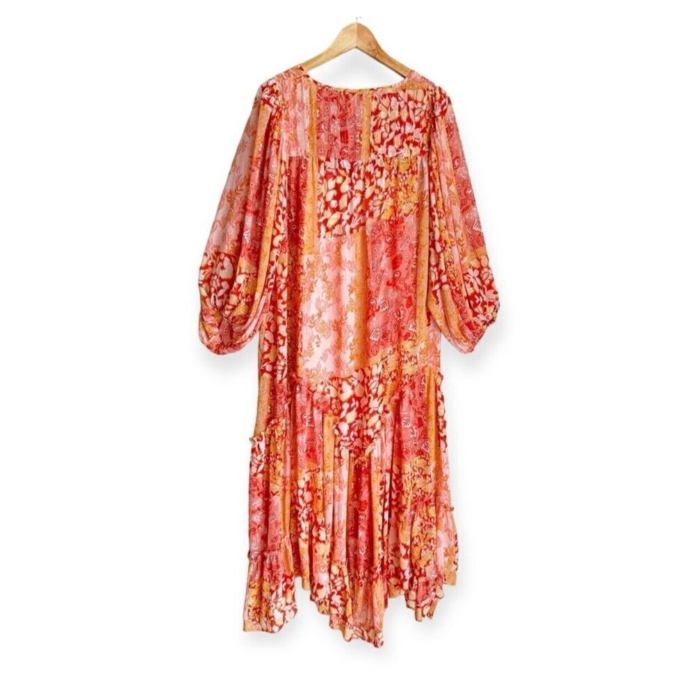 Talisman Sabrina Midi Dress Relaxed Oversized Bohemian Bonfire Size L NEW Boho - Picture 6 of 11